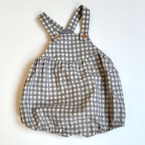 Zara Gray Checkered Overalls 9-12m